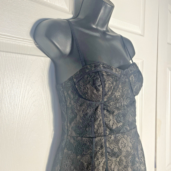 American Eagle Dress Women 0 Black Lace Lined Whimsigoth Corset LBD Fairy Grunge - Picture 2 of 10